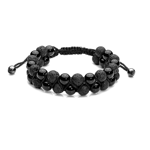 Matte Black Onyx and Cylinder Lava Bracelet | Ncs Jewelry Art