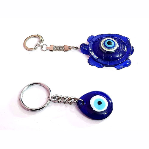 ARTISKRITI Evil Eye Keychain For Girls for Purse, Bike, Car, Mobile,  Gifting With Metal Key Ring Set of 2, Silver Angel and Peacock