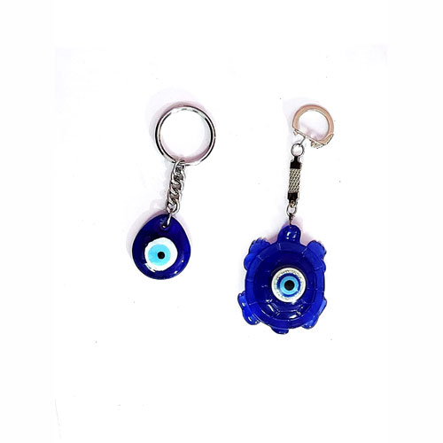 ARTISKRITI Evil Eye Keychain For Girls for Purse, Bike, Car, Mobile,  Gifting With Metal Key Ring Set of 2, Silver Angel and Peacock