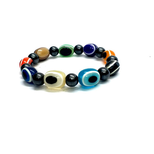 Natural Multi Gemstone & Evil Eye Beads Bracelet - Handmade Stretch –  Nirvana Gems & Jewels